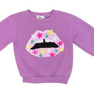 Lola + The Boys Purple Star Lip Sweatshirt